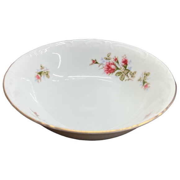 Vintage Grant Crest Royal Rose Fine China Serving Bowl 9” Gold Trim - Picture 3 of 6